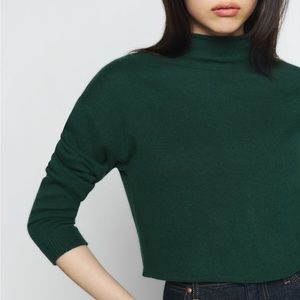 $168 Reformation Cropped Cashmere Turtleneck Sweater XS Sycamore Green NWT